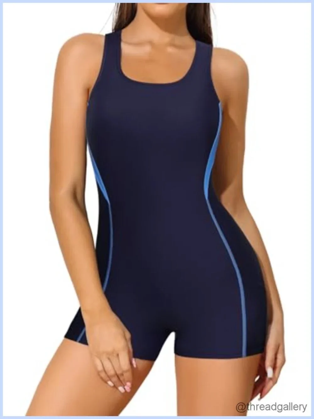 Women's Racerback Boyleg One Piece Swimsuit with Full Lining